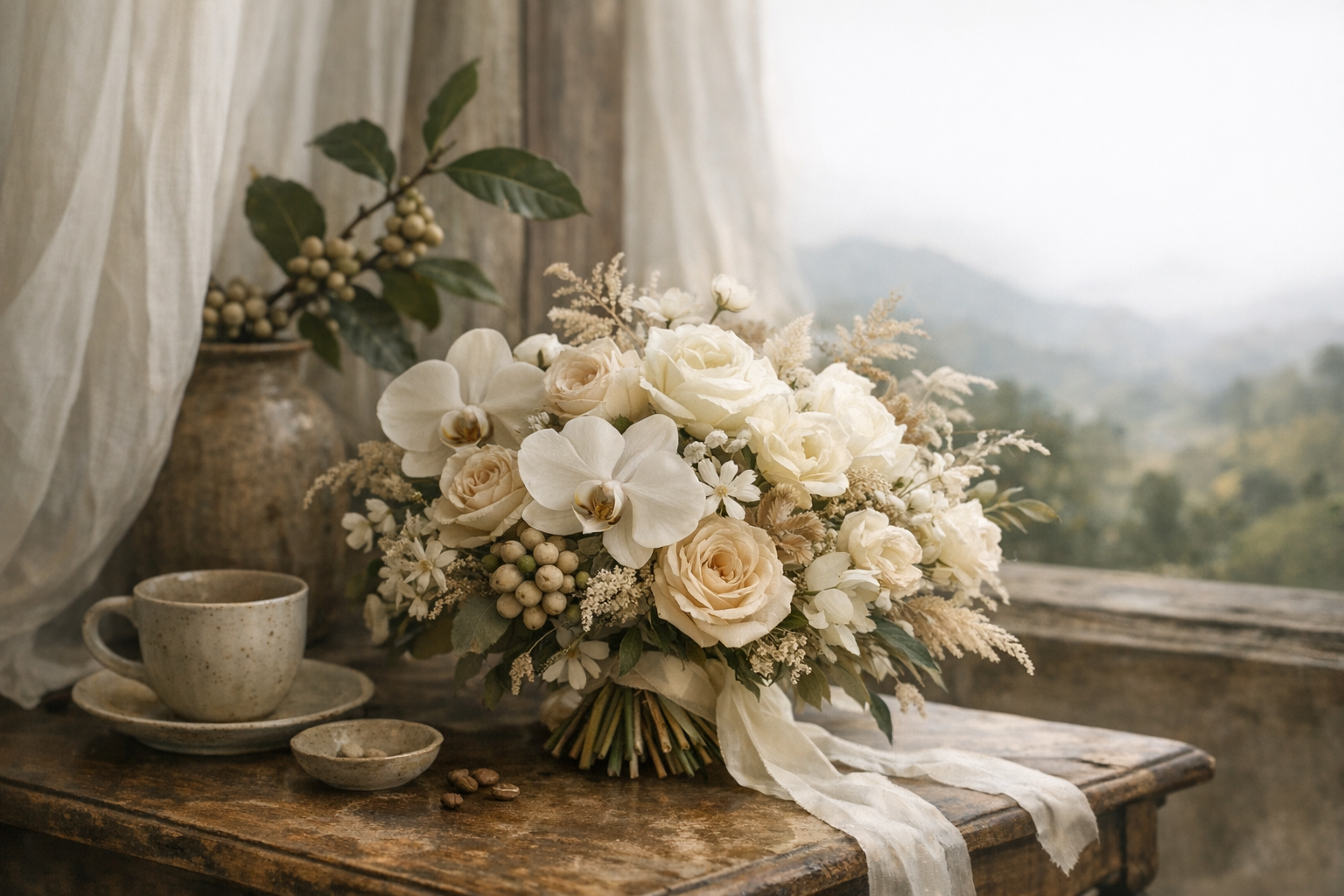 Bouquet sobrio del Eje Cafetero en Manizales